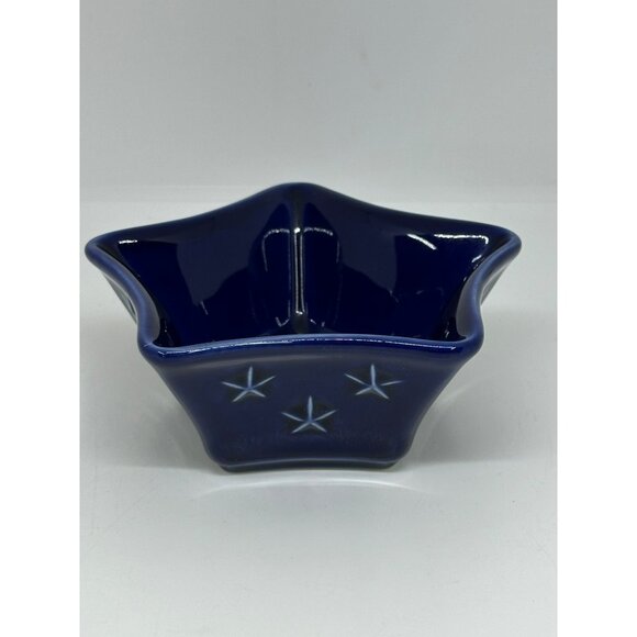 VTG Longaberger American Eagle Cobalt Blue Star Bowl | Divided Candy Nut Dish - Picture 7 of 7